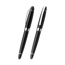 Office Good Writing Promotion Black Metal Roller Ball Pen Custom Logo